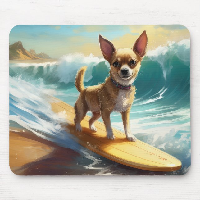 Mousepad Pintura de surfe na praia de Chihuahua (Frente)