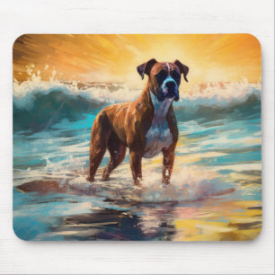 Mousepad Pintura de surfe na praia do Boxer