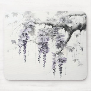 Mousepad Pintura de Tinta de Flores de Wisteria