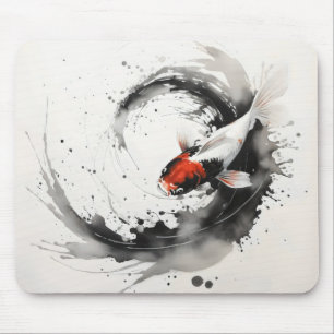 Mousepad Pintura de Tinta de Peixe Koi