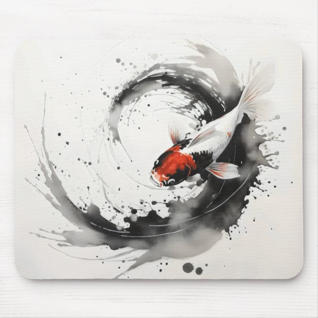 Mousepad Pintura de Tinta de Peixe Koi (Frente)