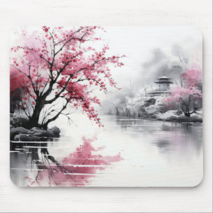 Mousepad Pintura de tinta primavera Sakura