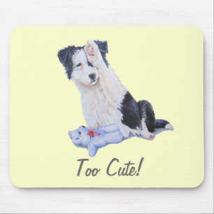 Mousepad pintura de um cão com pintura de collie fofo de bo