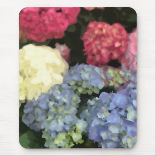 Mousepad Pintura digital com flor azul e rosa