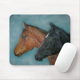 Mousepad pintura do cavalo do potro preto do marrom da