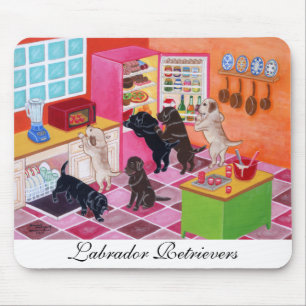 Mousepad Pintura do partido da cozinha de Labrador