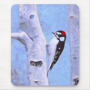 Mousepad Pintura do Pica-Pau Downy - Arte Original