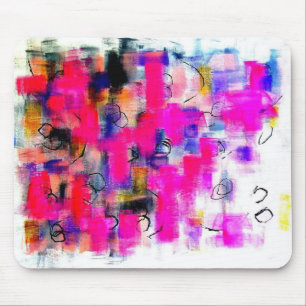 Mousepad Pintura em acrílico Abstrato a rosa, preto, branc