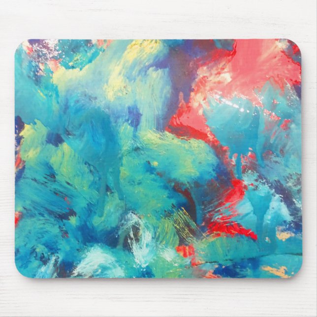 Mousepad Pintura Em Acrílico Turquesa Abstra Abstrato (Frente)