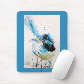 Mousepad Pintura em Aquarela de Cardeal Azul Aves Australia
