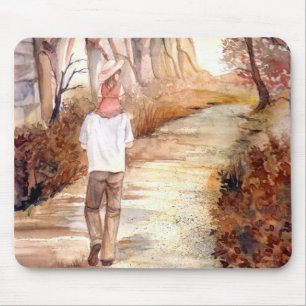 Mousepad Pintura em Aquarela de Trilha de Outono