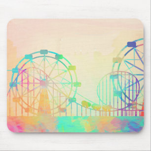 Mousepad Pintura em Aquarela Roda-gigante Arte de Feira