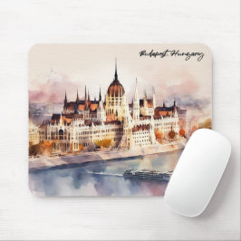 Mousepad Pintura em Aquarela Vista Panorâmica de Budapeste