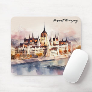 Mousepad Pintura em Aquarela Vista Panorâmica de Budapeste