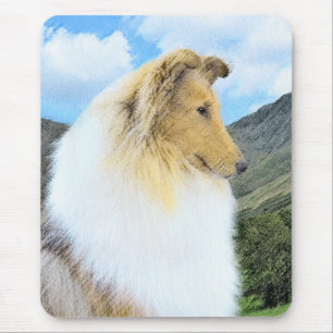 Mousepad Pintura em Collie, em Montanhas (Rough) - Arte Can