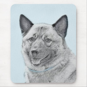 Mousepad Pintura em Elkhound Norueguês - Arte Original de