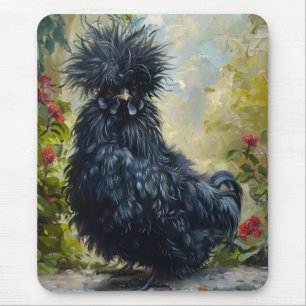 Mousepad Pintura em Frango Preto Silkie