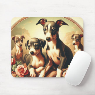Mousepad Pintura em Greyhound Italiano, Cute Vintage