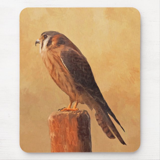 Mousepad Pintura em Kestrel Americano - Arte original sobre (Frente)