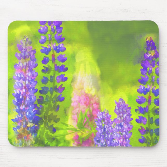 Mousepad Pintura em Lupine - Arte Flor Original (Frente)