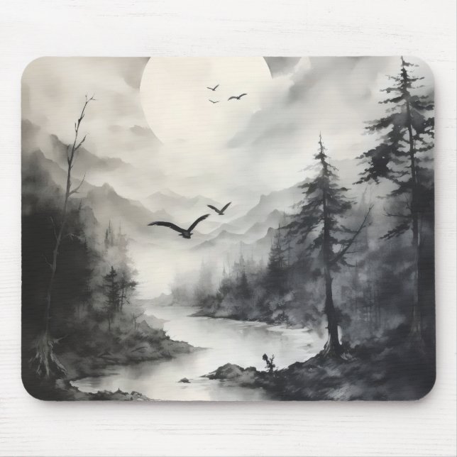 Mousepad Pintura em Paisagem Monocromática (Frente)