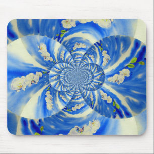 Mousepad pintura floral azul abstrato