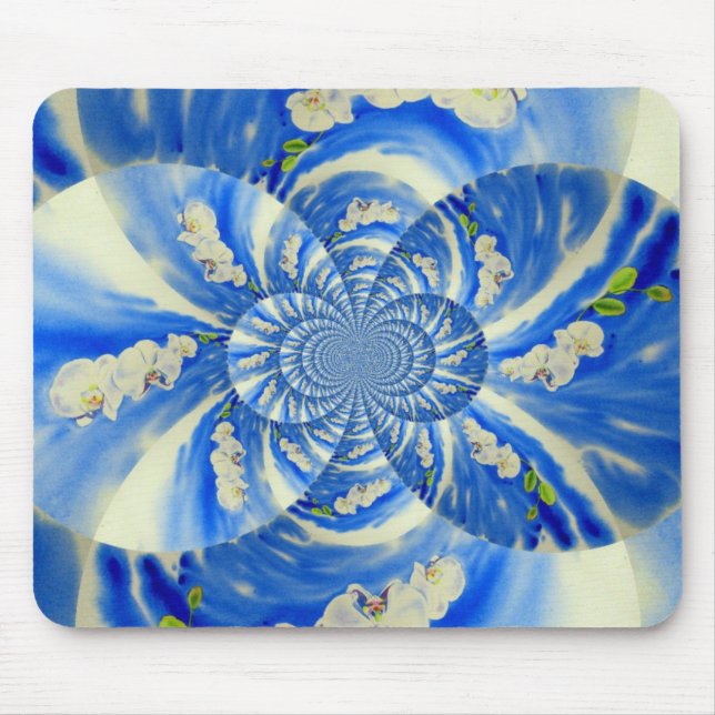 Mousepad pintura floral azul abstrato (Frente)