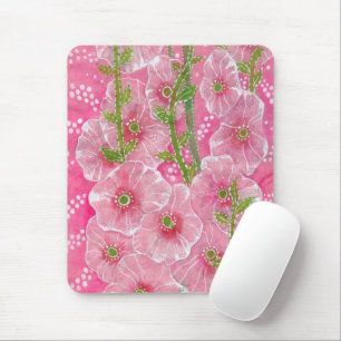 Mousepad Pintura Hollyhock Mallow Malva Flower Floral