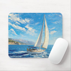 Mousepad Pintura Impasto de Barco à Vela