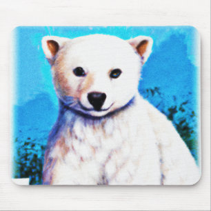Mousepad Pintura impressionante de um Cubo de Urso Polar. C