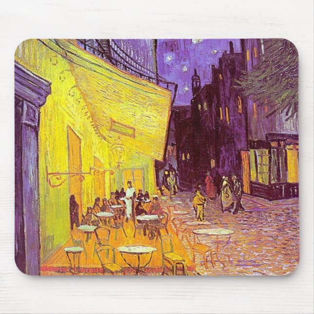 Mousepad Pintura impressionista do café de Van Gogh (Frente)