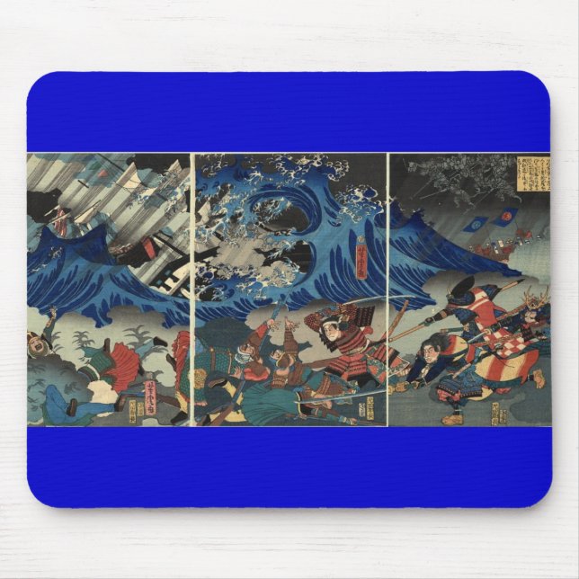 Mousepad Pintura japonesa antiga do samurai e dos Mongols (Frente)