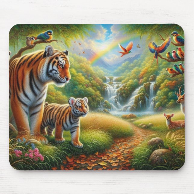 Mousepad Pintura na Cena da Selva Pacífica (Frente)