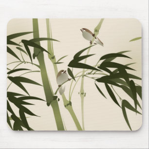 Mousepad Pintura oriental do estilo, ramos de bambu
