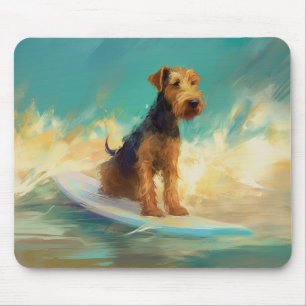 Mousepad Pintura para surfar na praia de Airedale