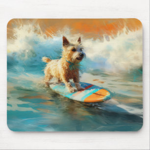 Mousepad Pintura para surfar na praia do Biewer Terrier