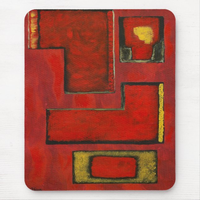 Mousepad Pintura preta vermelha da arte geométrica abstrata (Frente)