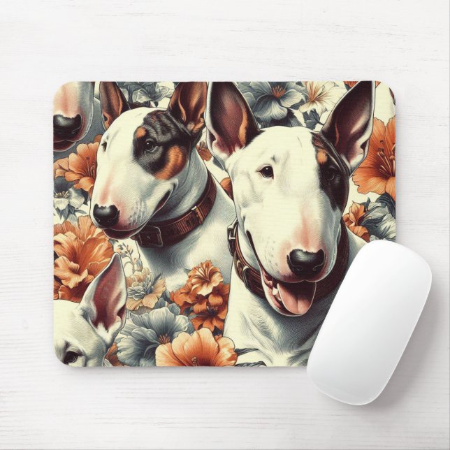Mousepad Pintura sem costura da Bull Terrier (Com mouse)