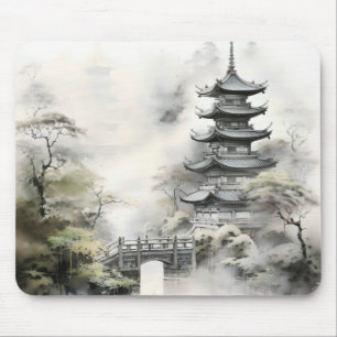 Mousepad Pintura tradicional do jardim asiático