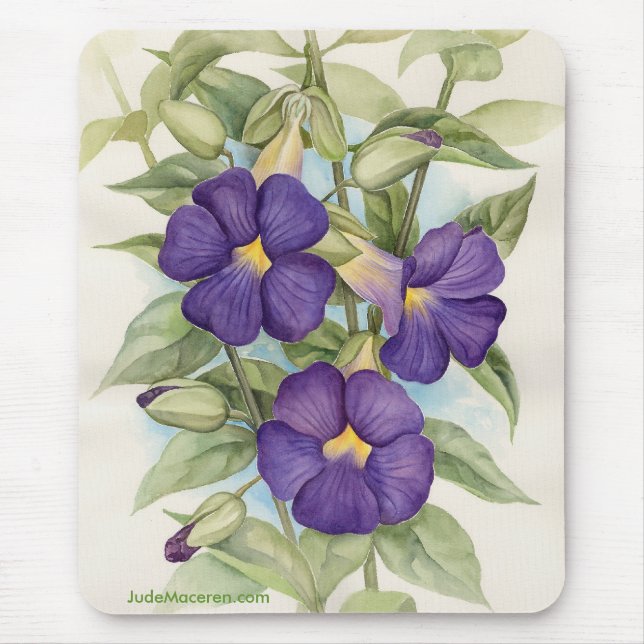 Mousepad Pintura tropical roxa da flor - multi (Frente)