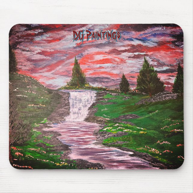 Mousepad Pinturas DG Pôr do Sol Prado Cachoeira (Frente)