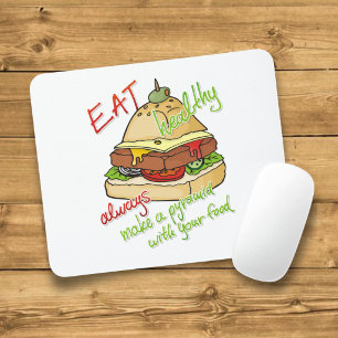 Mousepad Pirâmide de hambúrguer alimentar saudável