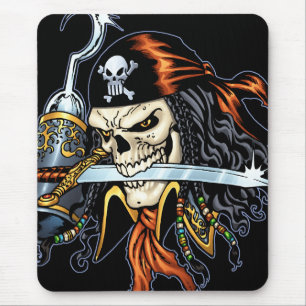 Mousepad Pirata do crânio com espada e gancho pelo Al Rio