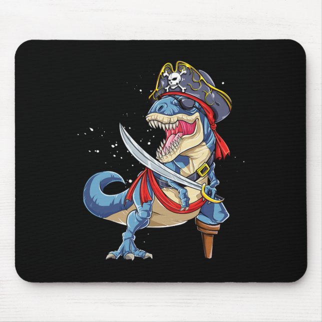 Mousepad Pirata do T Rex Dinossauro Jolly Roger Halloween D (Frente)