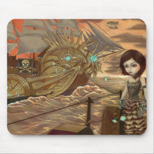 Mousepad Piratas de Steampunk: Por do sol marítimo