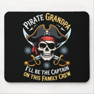 Mousepad Pirate grandpa skeleton freeboater boat captain