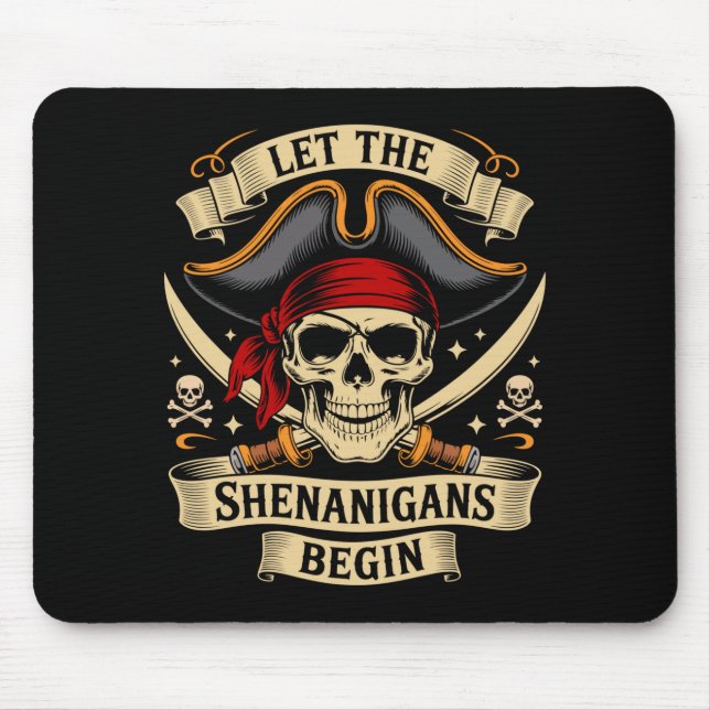 Mousepad Pirate halloween skull let the pirate shenanigans (Frente)