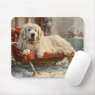 Mousepad Pirenéus excelentes Cães Natal Festivo