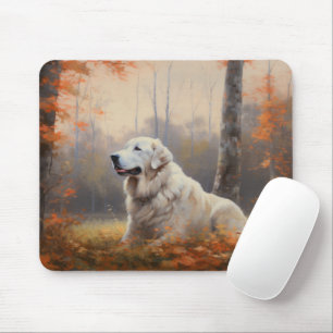 Mousepad Pirenéus excelentes nas Folhas do outono caem insp