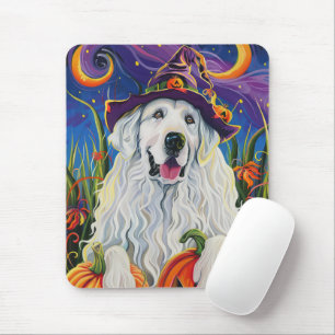 Mousepad Pirenéus Excelentes Spooky Cachorros Bruxos Pumpki